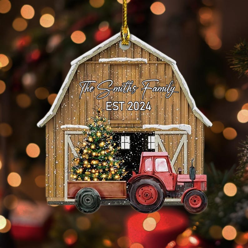 Personalized Farm Christmas Ornament 2024, Custom Tractor Christmas