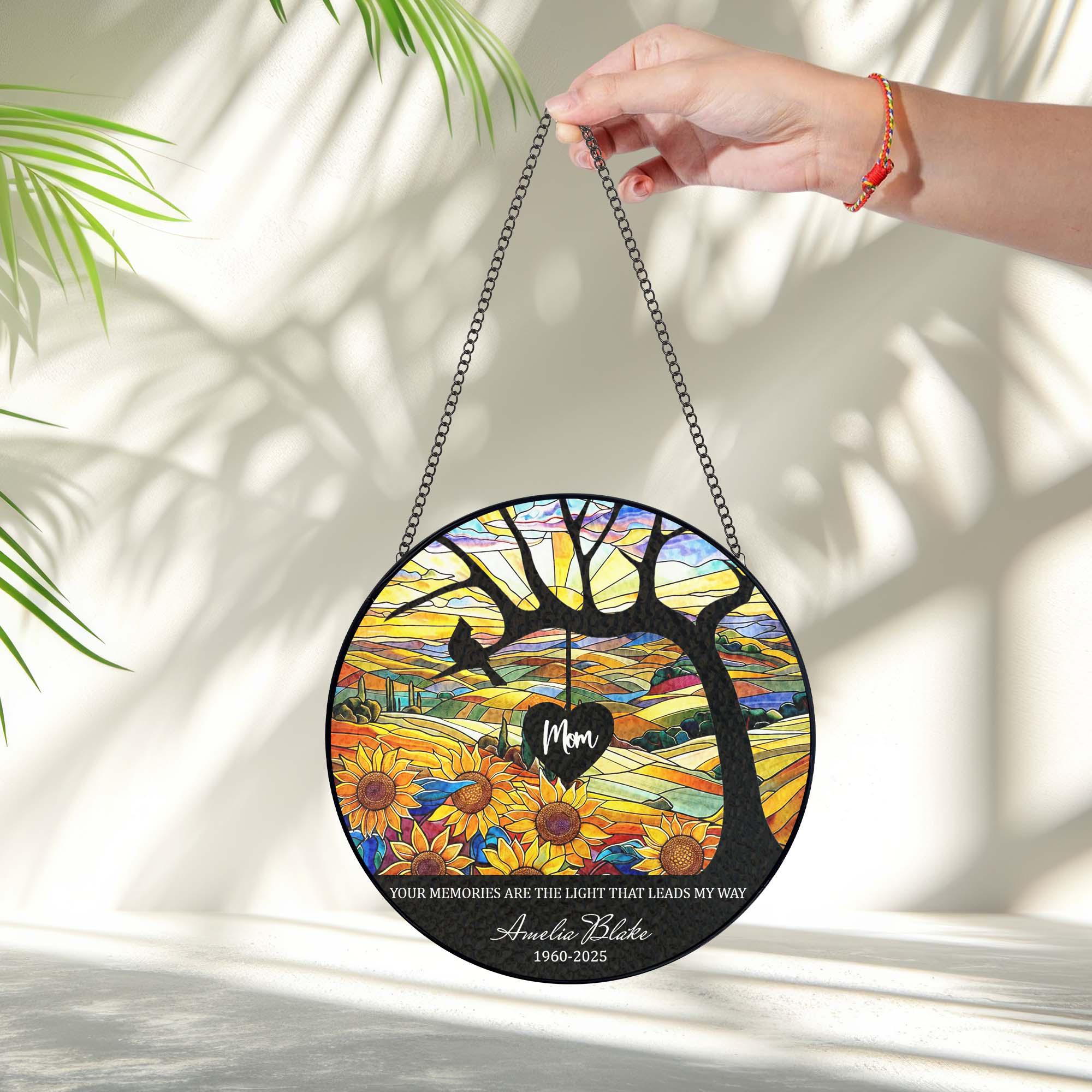 Personalized Stained Glass Window Hanging Suncatcher Memorial Gifts For Loss Of Mom Dad