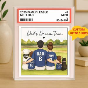 Style de carte à collectionner en acrylique pour papa de baseball, carte à collectionner personnalisée pour la fête des pères, cadeau personnalisé pour papa de famille par enfant et femme