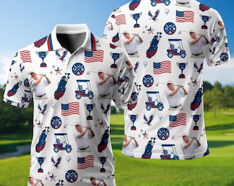 Trump Golf Polo Shirt Gift, Patriotic Golfing Gift, Republican Golf Gift, Trump Dad Gift, Father's Day Polo Shirt, 4th Of July Trump Shirt