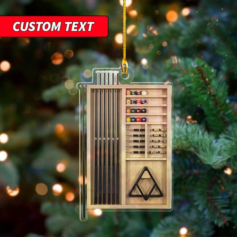 Personalized Billiard Table Game Christmas Hanging Ornament, Billiard