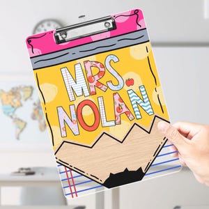 Personalized Pencil Teacher Acrylic Clipboard, Custom Teacher Appreciation Clipboard Gift, Back to School Gift, Teacher Name Clipboard