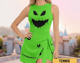 Oogie Boogie Tennis Dress Skirt, Oogie Boogie Halloween Cosplay Outfit, Mickey Not So Scary Party Skirt, Oogie Boogie Bash Tennis Skirt