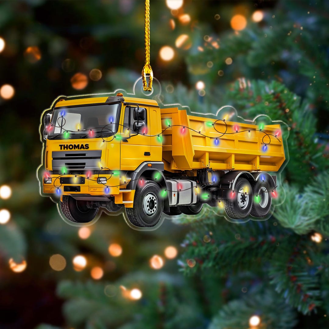 Custom Name Flatbed Truck Christmas Ornament, Personalized Truck