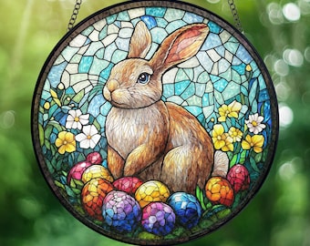 Easter Bunny: Stained Glass Style Window Hanging - Etsy