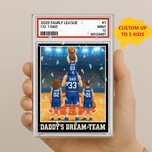 Plaque de basket-ball personnalisée n° 1 papa grand-père homme et enfants style carte à collectionner bloc acrylique, cadeau personnalisé pour la fête des pères, amateur de basket-ball