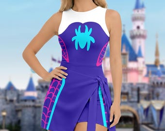 Ghost Spider Gwen Wrap Skort Dress, Ghost Spider Halloween Costume Dress Skirt, Gwen Stacy Sport Skort, WDW Halloween Outfits