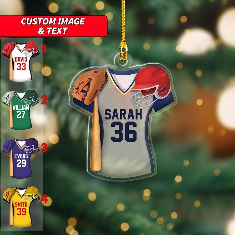 Custom Image and Text Softball Clothes and Equipment Ornament