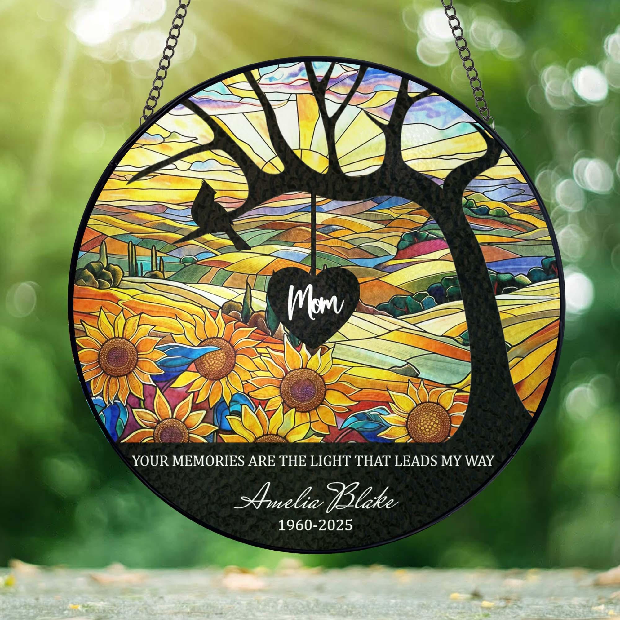 Personalized Stained Glass Window Hanging Suncatcher Memorial Gifts For Loss Of Mom Dad