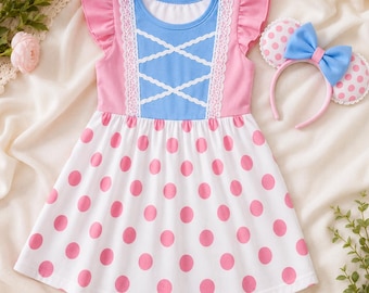 Shepherdess Girl Ruffle Dress, Pink Dress Girl Cosplay Costume Ruffle Dress, Halloween Costume, Toy Shepherdess Girl Dress, Hlw Outfits