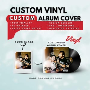 Carátula de vinilo personalizada • Funda de cartón grueso con impresión UV • Regalo musical personalizado