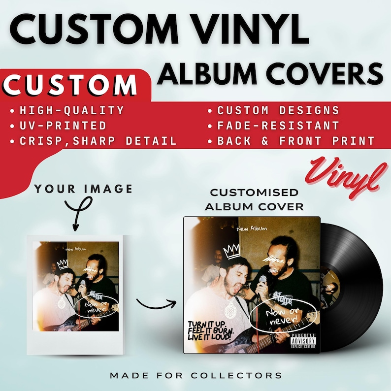 Custom Vinyl Record – Personalised Audio Record, Gift Album Cover & Labels