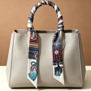 Vintage Oriental Tassel Totem Skinny Ethnic Traditional Pattern Women Decorative Scarf