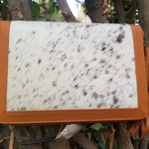 Echte Kuhfell Leder Brieftasche Leder Handmade Wristlet Clutch mit Reißverschluss Kartenhalter Handytasche Kuhfell Handtasche Veranstalter für Frauen Pelztasche