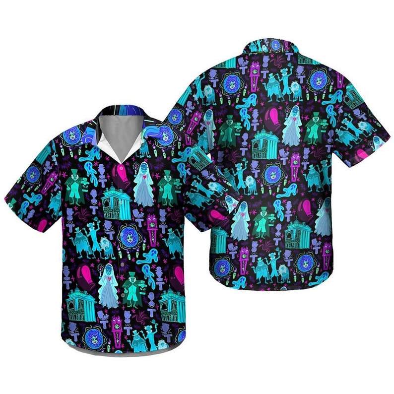 Haunted Mansion Halloween Hawaiian Shirt - Spooky Vibes & Comfortable Polyester For Unisex Adults