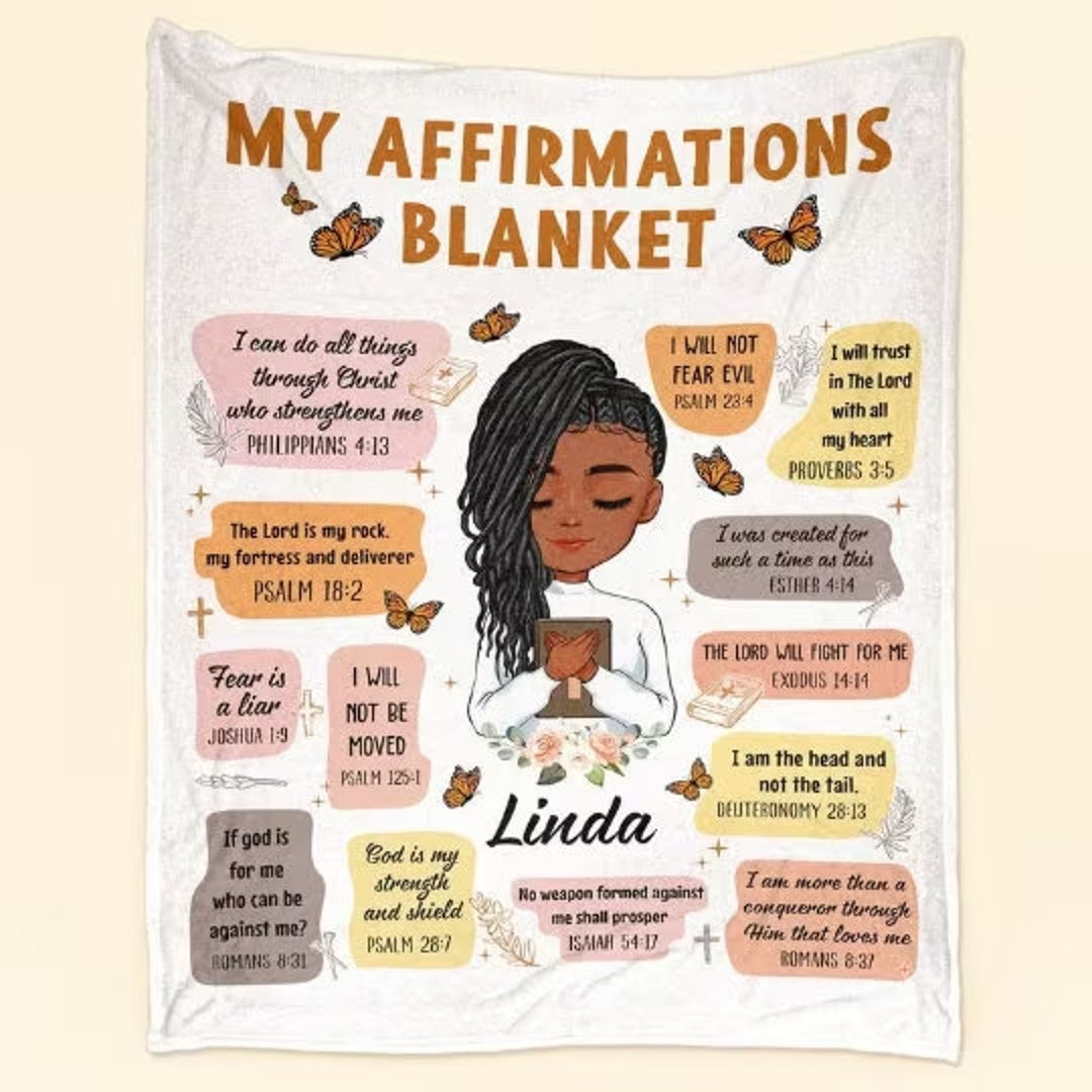 Christian Bible Verses Affirmations Personalized Blanket, Custom