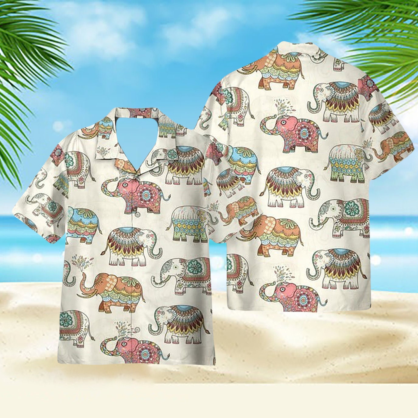 Discover Mandala Elephants India Style 3D Hawaiian Shirt