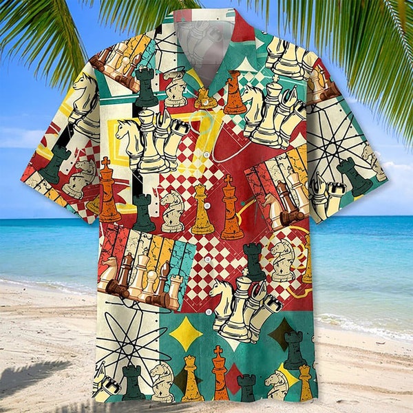 Vintage Chess Hawaiian Shirt, Gift For Chess Player, Father's Day Gift For Dad Who Love Chess