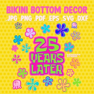 Direct downloaden • 25 jaar later Wat is grappiger dan 24? 25 taart topper decor png SVG PDF cricut-bestand