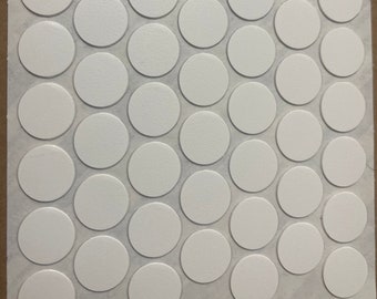 FastCap - Screw Hole Covers, 9/16" (14mm) Round Stickers - One Sheet (53-Caps) - Solid PVC, Color - White
