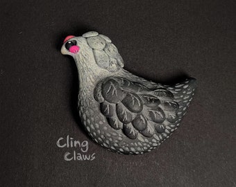 Chicken Clay Magnet / Handmade Polymer Clay Magnet / Whiteboard and Fridge Magnet / Kitchen, Home and Office Magnet / Black Chicken Magnet