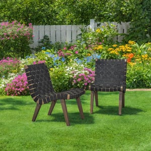 Outdoor lounge chair, patio chair, reading chair, rope weaving, 2-piece set, suitable for living room, garden, patio, etc.
