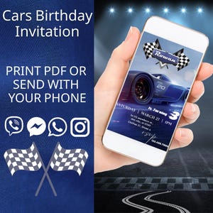 Editable Cars Invitation, Cars Lightning McQueen Invitation, Boys Invitation, Cars theme, Cars, Cars Party, Cars digital invitation/PDF