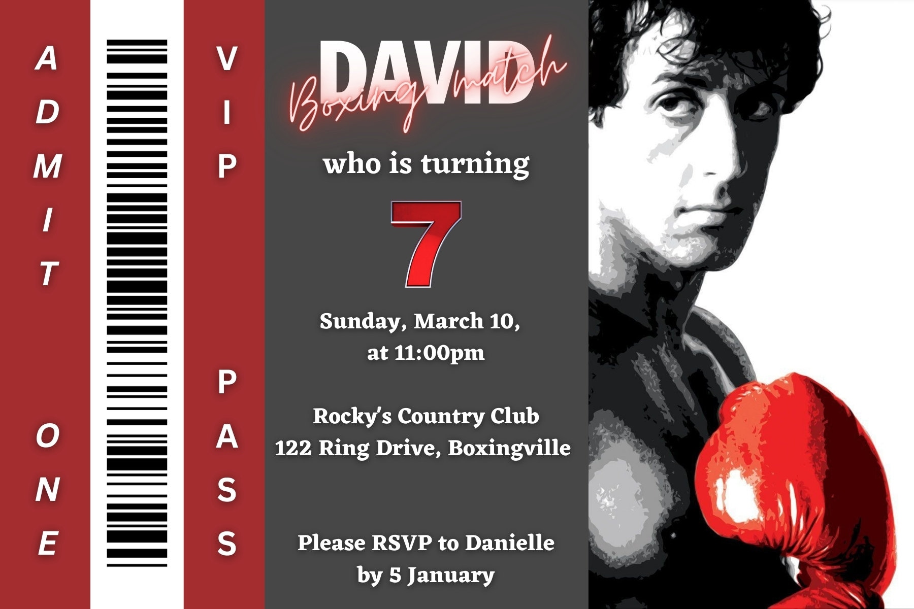 Rocky Balboa Birthday Invitation WITH FREE PDF, Turning 50's, Turning 60's Video Invitation With ...