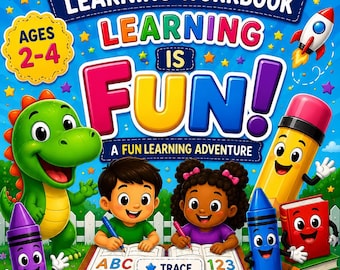 Preschool Learning Workbook Ages 2-4, ABC, Numbers, Shapes, Colors (PDF Download)