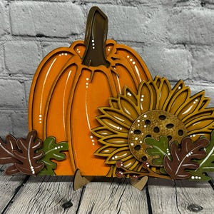 DIY Pumpkin Sunflower Fall Decor Kit | Unfinished Wood Crafts | DIY Wood Crafts | Home Decor | Grapevine Cre8tions