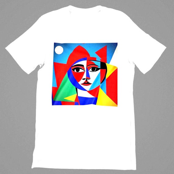 k#170 - Unisex shirt with abstract face – Modern print T-shirt with an oversized look for creative styles | Urban Fashion