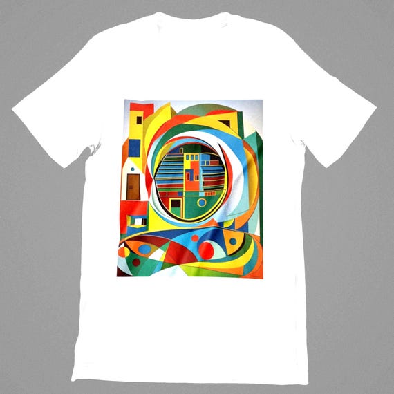 K#128 - Abstract Art T-Shirt | Geometric Color Design | Unisex Summer Shirt