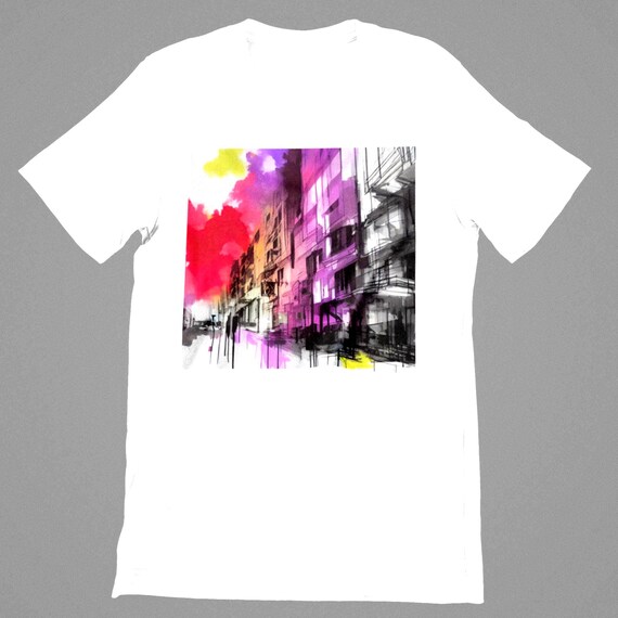 k#173 - Unisex shirt with urban street print – Modern oversized T-shirt for women and men | Trendy city look with color effect 2025