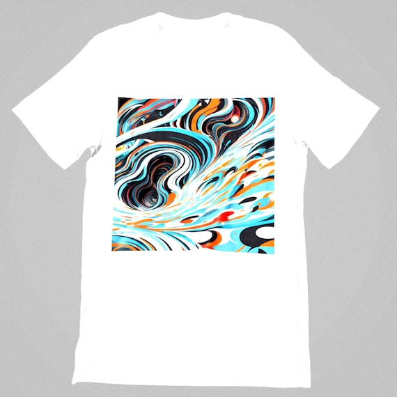 K#199 - Unisex T-Shirt with blue-orange swirl print – street style shirt oversized