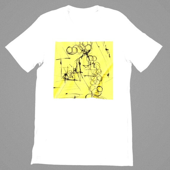 k#162 - Unisex T-Shirt with abstract line print in yellow – Stylish & Modern