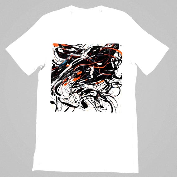 K#205 - Unisex T-Shirt with abstract print – Streetstyle shirt in black, white, and red