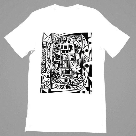 K#124 - Geometric Art T-Shirt | Abstract Architecture Design | Unisex Graphic Shirt