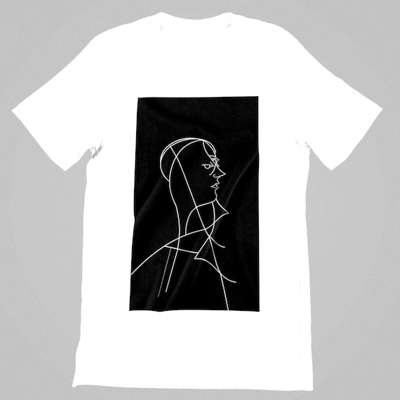 K#204 - Unisex T-shirt with minimalist lines – Black and white shirt in trendy look