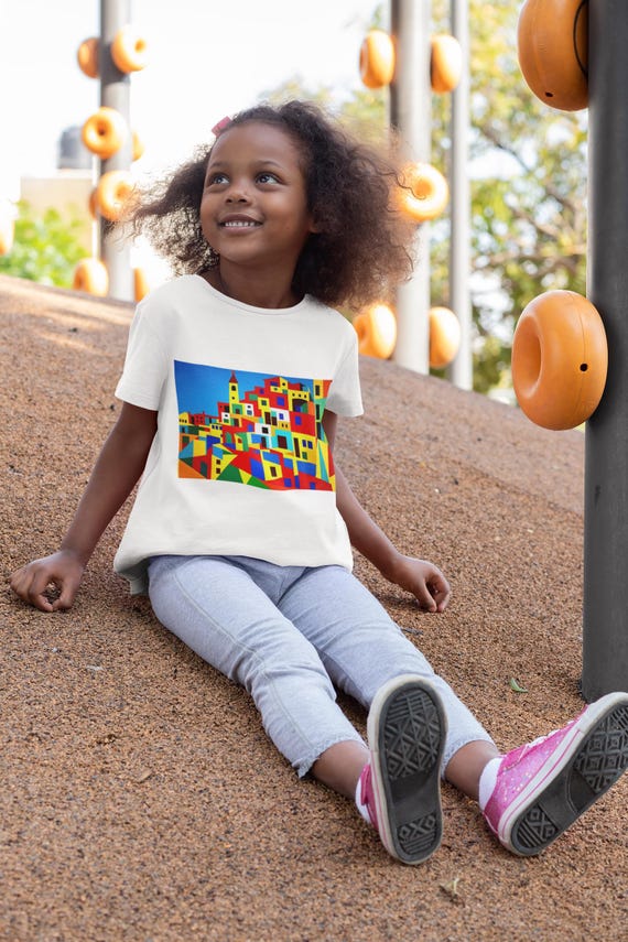 Colorful City Design Kids T-Shirt – Happy Art Motif