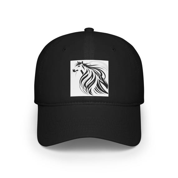 Baseball cap with horse motif – stylish black and white design
