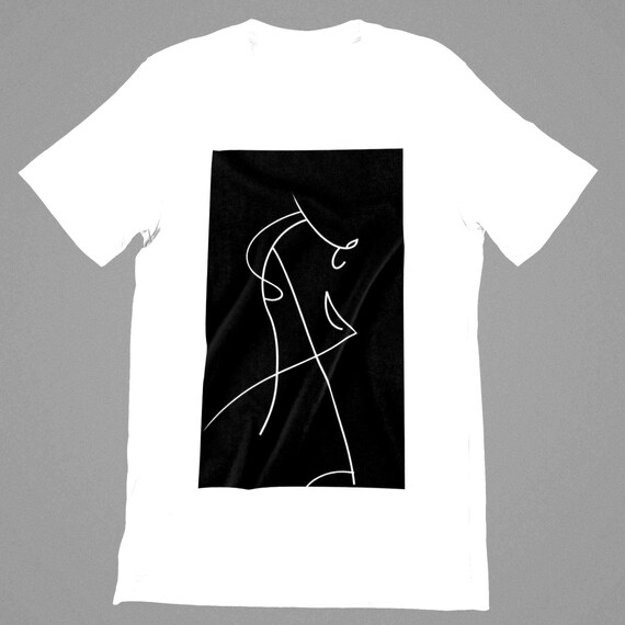 K#137 - Minimalist Line Art T-Shirt | Modern Art for Women and Men | Black and White Design