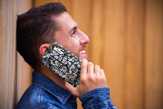Geometric Phone Case – Abstract Design in Black, White and Gold