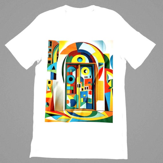 k#140 - Women's Summer T-Shirt | Boho Chic Outfit | Lightweight Casual Shirt with Modern Print