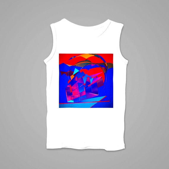 k#309 - Unisex tank top with modern print – Colorful streetwear shirt for summer