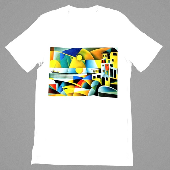 k#177 - Unisex shirt with summer print – Oversized T-shirt with coastal motif for women & men | Colorful urban look 2025