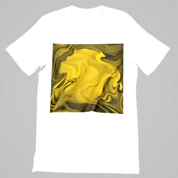 K#200 - Unisex T-Shirt with yellow swirl print – Trendy streetwear shirt