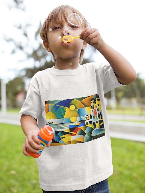 Colorful children's T-shirt - creative art motif for little adventurers