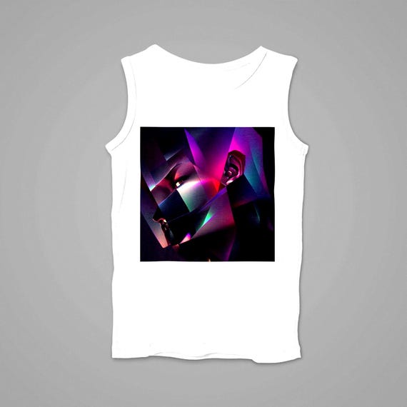 k#320 - Unisex tank top with futuristic print – Trendy summer shirt 2025