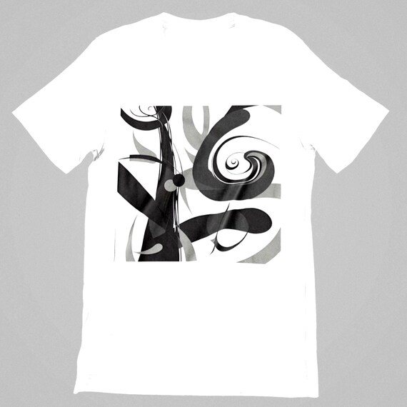 K#196 - Unisex T-Shirt with abstract black and white design – Oversized street style look