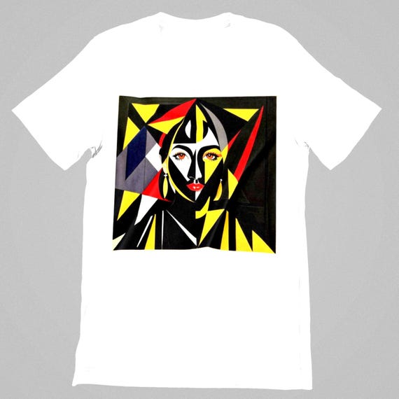 K#211 - Unisex Streetwear T-Shirt with Geometric Pop Art Portrait – Oversized Trend Shirt